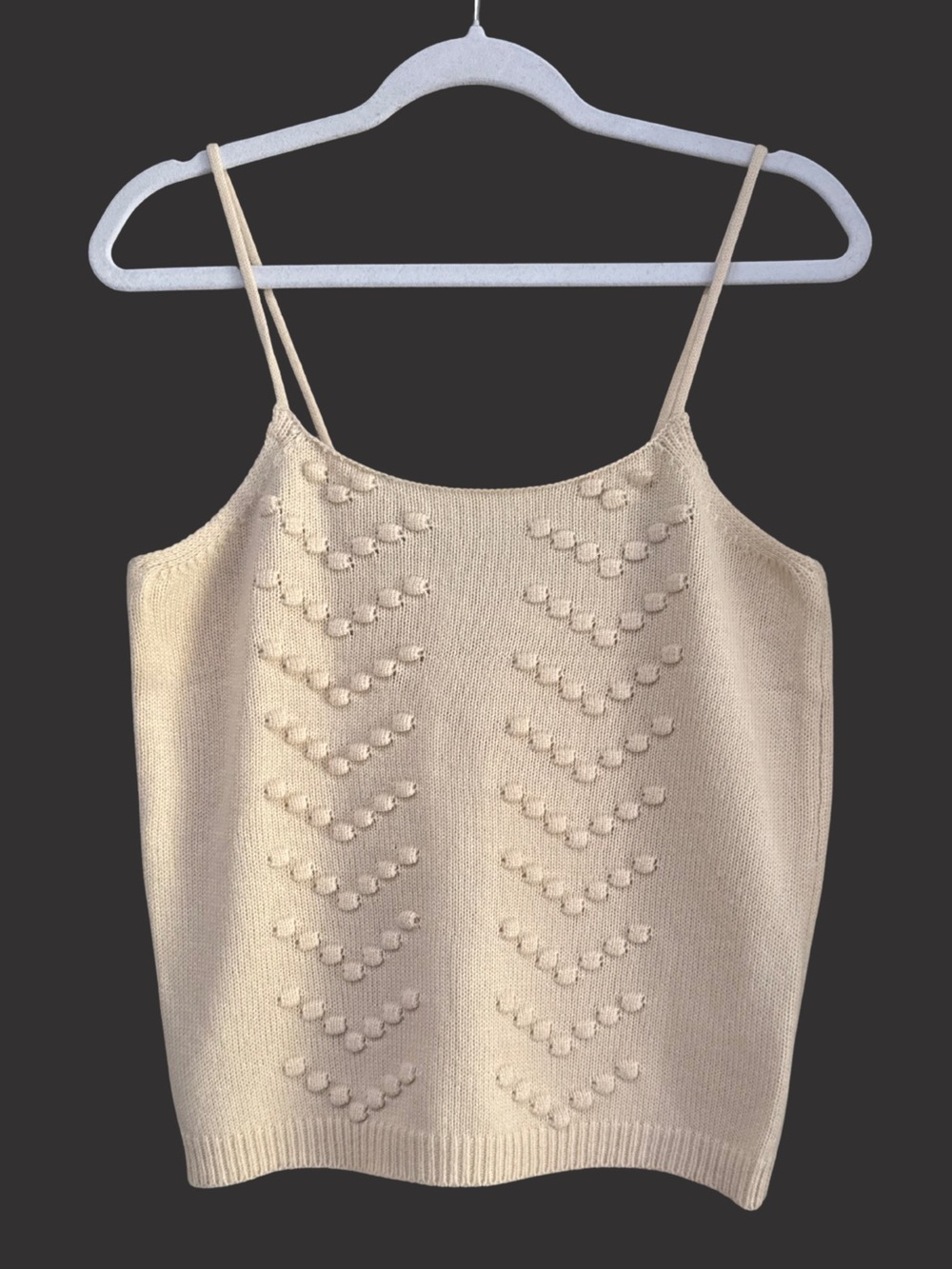 Bobble Knit Tank Cream Textured Chevron Cami Andree by Unit Cottagecore Coastal